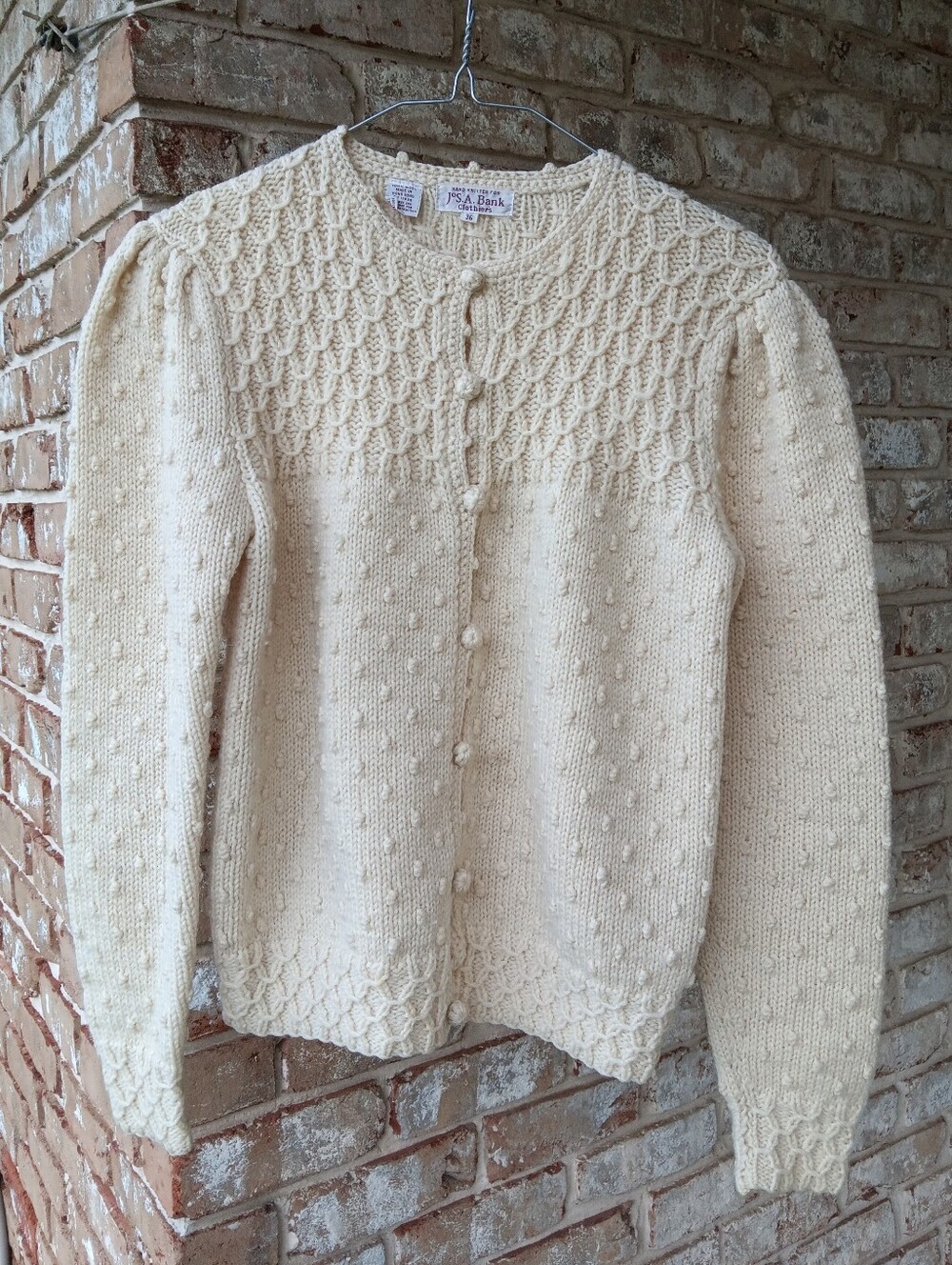 Vintage Handknit 100% Wool Cardigan